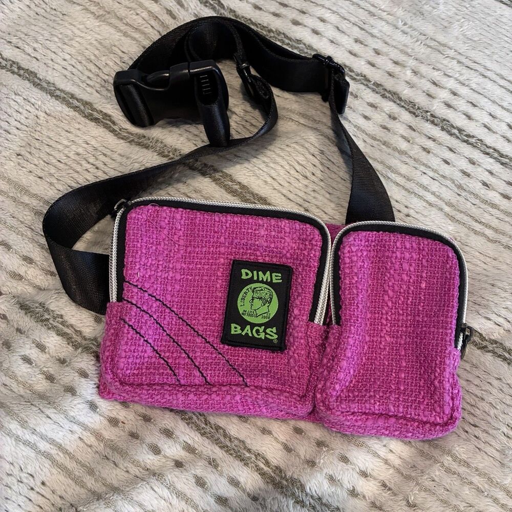 Dime Bags Rectangle Fanny Pack, Waist Bag with Hidden Odor-Sealed Magenta Color